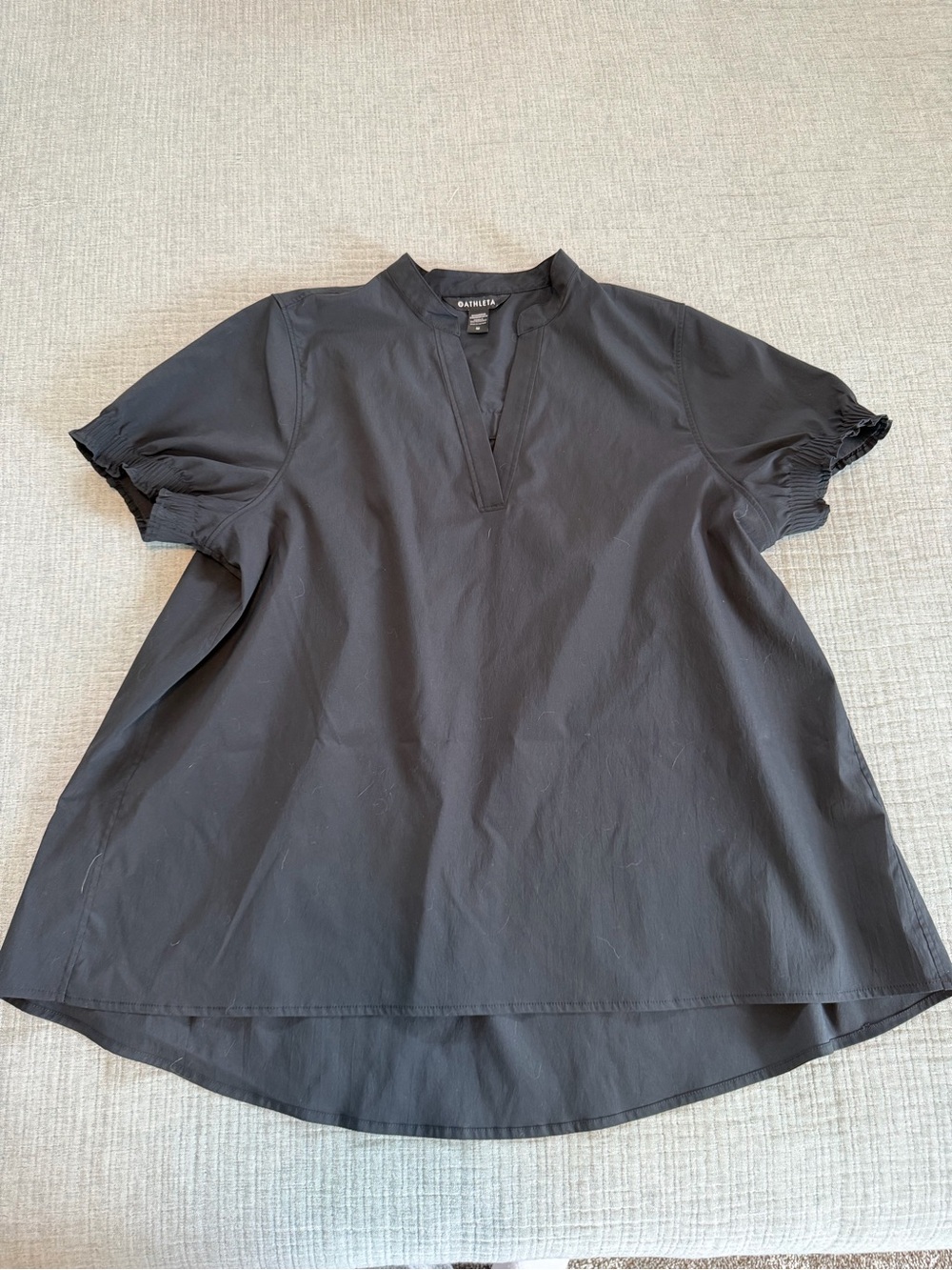 Athleta Black Short-Sleeve Popover Blouse